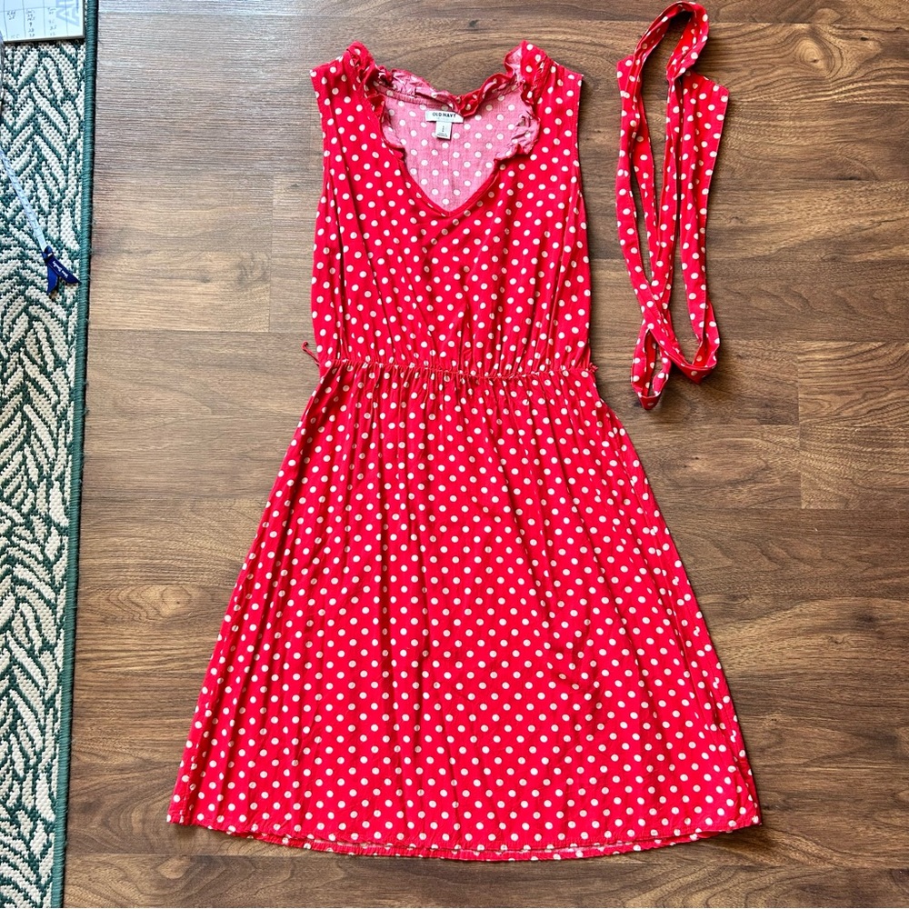 Old Navy Red Polka Dot Sleeveless Dress